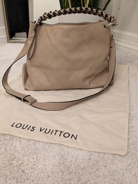 Louis Vuitton Beige Perforated Leather Shoulder Hobo with Braided Handle